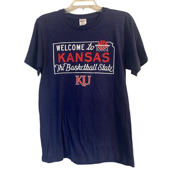 GUC Vintage Charlie Hustle Welcome to Kansas The Basketball State KU T Size Med - Picture 1 of 5